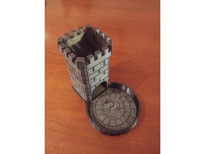 il rullo dei dadi torre decorate vassoio rotondo disteso coperchio superiore di archiviazione giocattolo gioco accessori 3d print model - Mito3D
