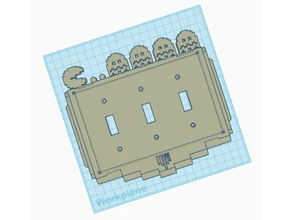 pac-man interruptor de luz triplo do agregado familiar pacman fantasma três 3d print model - Mito3D