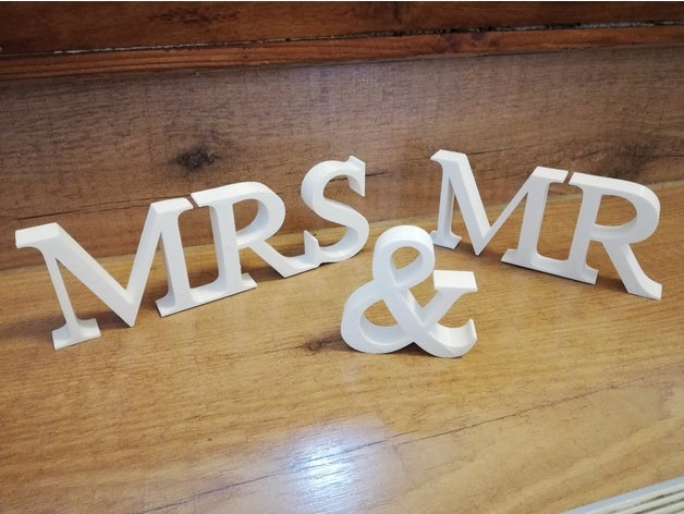 mr mrs wedding letters dekoration signs logos decoration ender3 hochzeit schrift typography 3D print model - Mito3D