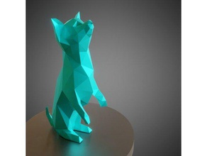 chihuahua in piedi sculture animale art razza chien cane sfaccettato lowpoly 3d print model - Mito3D