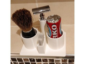 shave station 3d printing edward jagger razer holder razor blade stand brush 3d print model - Mito3D