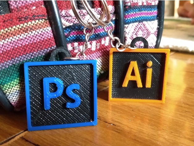 adobe photoshop, ilustrator i segni loghi amazingdesign blu illustrator keychain arancione 3D print model - Mito3D