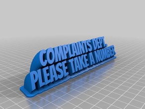 departamento de reclamações office personalizado 3d print model - Mito3D