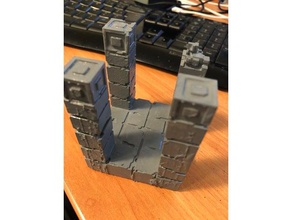 4 columns structure buildings structures dd herobrine minecraft pathfinder terrain 3d print model - Mito3D