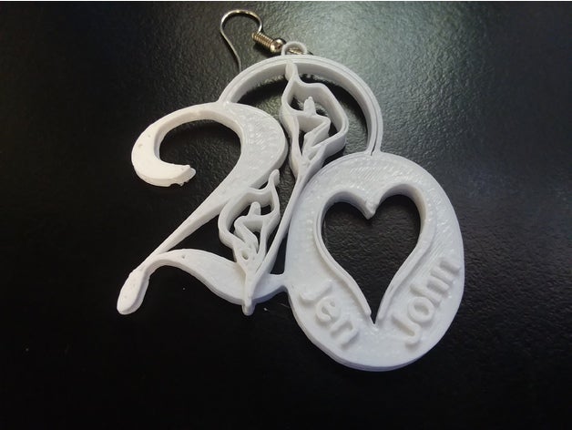 20th anniversary earring jewelry 3D print model - Mito3D