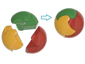 esfera trisection dissecção reid matemática arte 3d print model - Mito3D