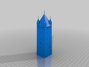 medivial allemand de la tour des bâtiments les structures Modèle 3d fnfknopfturm allemagne style gothique le titulaire kaufbeuren modell 3d print model - Mito3D