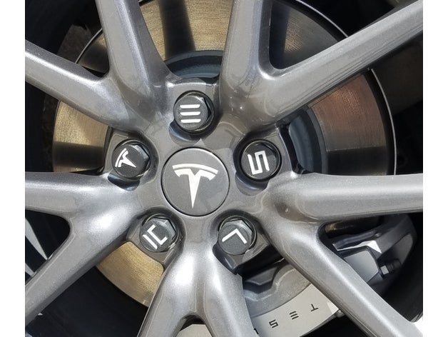 tesla lug dado tappo aero ruote automotive 3D print model - Mito3D