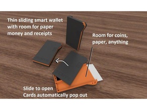smart wallet sliding 3d printed accessories coin holder dollar euro money clip slim case 3d print model - Mito3D