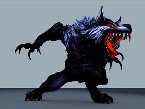smite fenrir any scale creatures 15mm 28mm 32mm dnd miniature dog hound monster rpg werewolf 3d print model - Mito3D