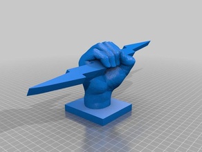 fist holding electric lightning bolt 3d printers 3d print model - Mito3D