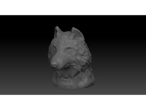 le loup à tête sculptures art de la décoration chien 3d print model - Mito3D