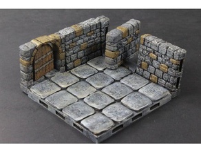 openlock dungeon in pietra, porte segrete giocattolo & accessori di gioco dnd piastrelle miniature openforge pathfinder rpg da tavolo terreno piastrella 3d print model - Mito3D