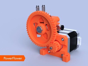 powerflower geared extruder 3d printer extruders bowden e3d v6 gears herringbone hobb goblin nema17 3d print model - Mito3D