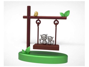 take swing cat toys games 3dmodeling 3d modeling art cute decoration display figure fun funny gift thing japan japanese animation culture mini miniature present scale stake swingset 3d print model - Mito3D