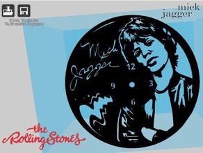 reloj mick jagger art clock music pared rollings stones stencil wall 3d print model - Mito3D