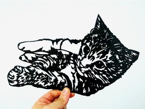 cat stencil art 3dlito gato 3d print model - Mito3D