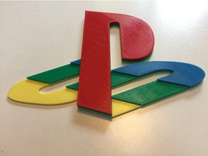 original ps de logo 4 couleurs des signes les logos pleine plein couleur mmc mmu multi multicolore la playstation psn psx unique l'extrudeuse sony 3d print model - Mito3D