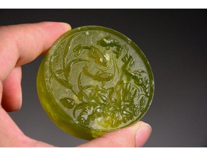 snapmaker fishs & flowers jade 2d art cnc 3d print model - Mito3D