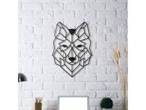 wolf Wand-Skulptur in 2d Kunst 2d-Kunst Tier Dekoration geometrische geometrie lowpoly lowpoly-Tier low-poly 3d print model - Mito3D