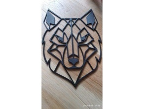 geometric wolf wall sculture art 3d print model - Mito3D