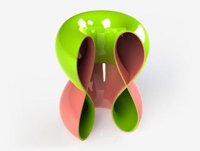 inversé forme les mathématiques art cool double couleur extrusion bi-matière bouteille de klein boucle möbius nonorientablemanifold orientable collecteur 3d print model - Mito3D