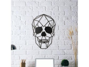 skull wall sculpture 2d art geometric geometry human lowpoly low poly 3d print model - Mito3D