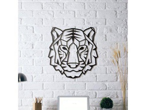 tiger wall sculpture 2d art animal geometric geometry lowpoly low poly 3d print model - Mito3D