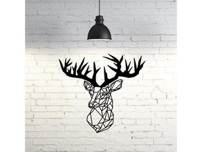 deer wall sculpture 2d art animal decoration geometric geometry home lowpoly low poly 3d print model - Mito3D