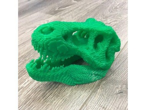 voxelized t-rex skull animals animal dino dinosaur trex trexremix 3d print model - Mito3D