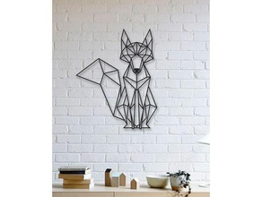 fox sculpture murale en 2d art de la décoration géométriques géométrie lowpoly low poly 3d print model - Mito3D