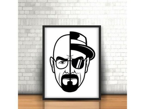 walter white breaking bad wall 2d art cnc face famous film movie 3d print model - Mito3D
