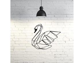 swan wall sculpture 2d ii art animal decoration geometric geometry lowpoly low poly origami 3d print model - Mito3D