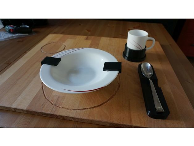 dishes holder daily living aid visually impaired kitchen dining blind cup disability handicap plate special needs spoon 3D print model - Mito3D