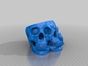 tri human skull pot no supports- full scale sculptures three tripple 3d print model - Mito3D