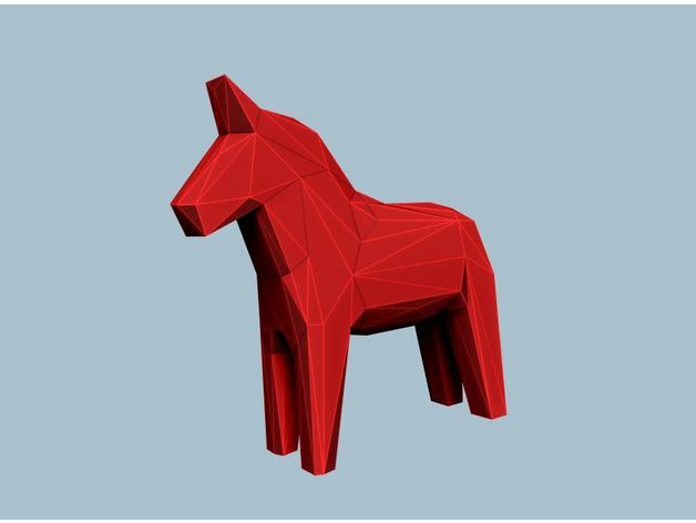 low poly dala cavalo esculturas dalahast dalahorse tens dalecarlianhorse dalecarlian suécia 3D print model - Mito3D