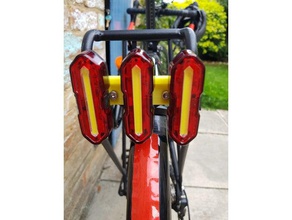 bike triple tail light bracket pannier rack sport outdoors bicycle cycling panniers taillight taillights 3d print model - Mito3D