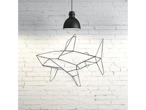 shark wall sculpture2d art 2d animal decoration geometric geometry lowpoly low poly 3d print model - Mito3D