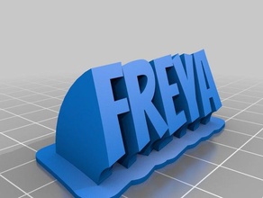 my customized sweeping 2-line name plate freya office 3d print model - Mito3D