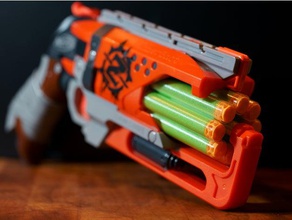 nerf hammershot 8-tiro cilindro petg versión los juguetes juegos dart pistola mod la espiral florero modo de 3d print model - Mito3D