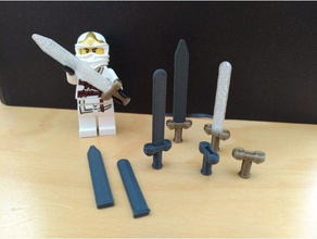 lego sword collection separate handle blades construction toys weapons 3d print model - Mito3D