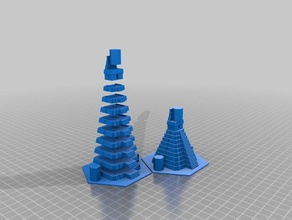 temple pièces jeu de tikal en version réversible jeux l'accessoire plateau customizer openscad pyramide 3d print model - Mito3D