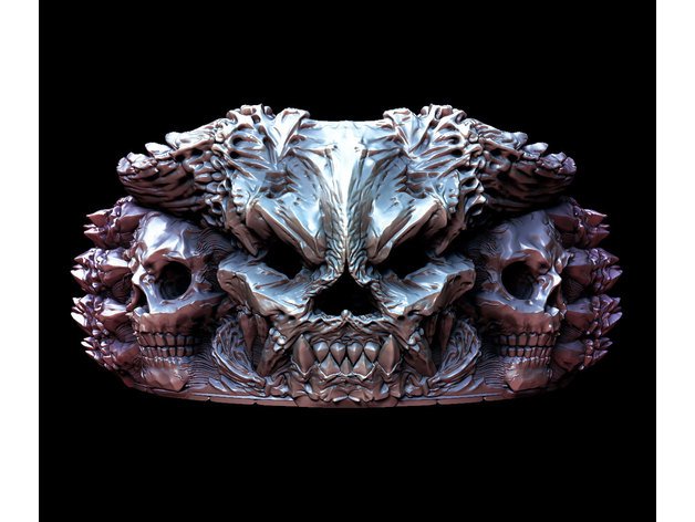 demone anello bracciale anelli maledetto male inferno gioielli occulto satanico cranio 3D print model - Mito3D
