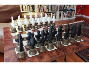 egipcio de ajedrez la columna conjunto los pedestales 3d print model - Mito3D