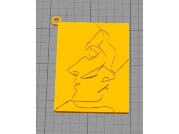 picasso kissing linea di disegno portachiavi art lineare 3D print model - Mito3D