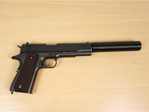 silenciador de 45 mm bb pistola ar suíço braços p1911 esporte ao livre airsoft a colt 1911 supressor swiss army 3d print model - Mito3D