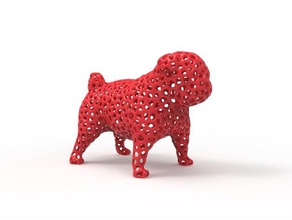 voronoi pug hayvanlar köpek yorumlar 3d print model - Mito3D