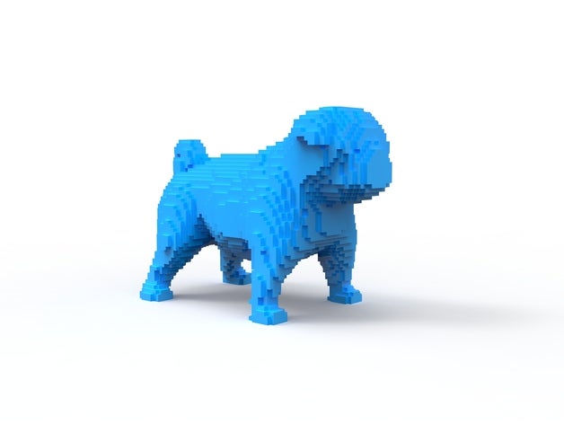 voxel pug hayvanlar köpek köpekler 3D print model - Mito3D