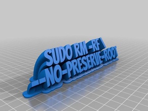angepasste geschwungene 2-Zeile name plate sudu rm-rf office 3d print model - Mito3D