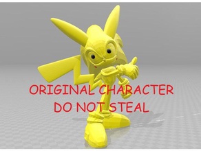 sonichu creatures cwc do not steal original character content pikachu statue video game 3d print model - Mito3D
